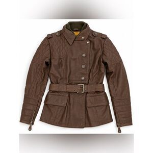 Roland Sands Design Women's 100% Brown Leather Motorcycle Jacket, Size M